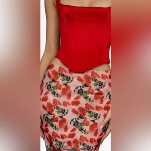 house of cb floral skirt satin